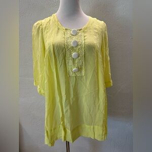 NWOT Johnny Was Silk Noen Yellow Tunic size S